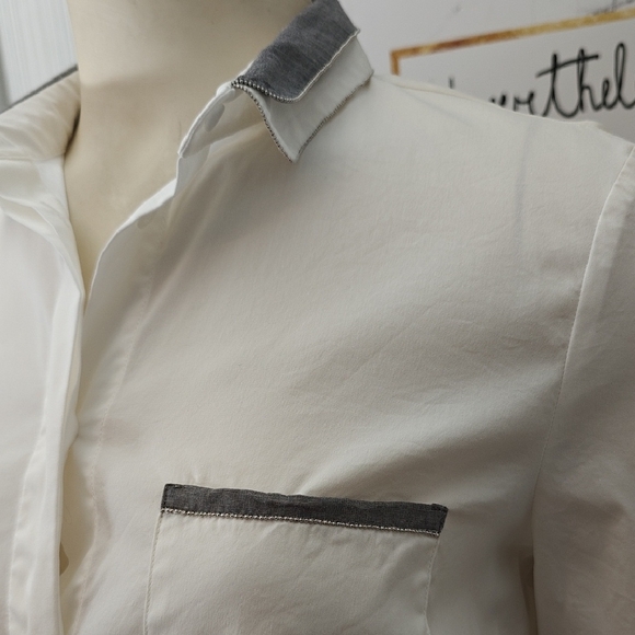 Peserico White Shirt with Gray Detail - Picture 2 of 7